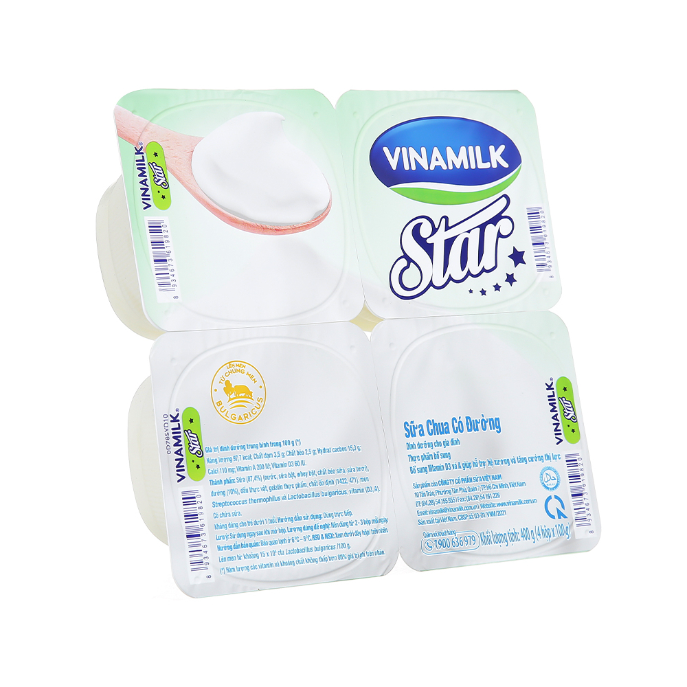 Sữa chua ăn Vinamilk Star có đường vỉ 4*100gr