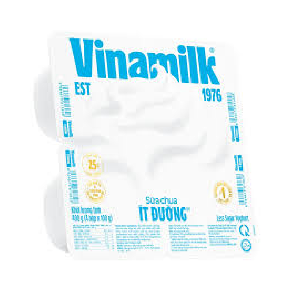 Sữa chua ăn  Vinamilk  ít đườn lên men tự nhiên  vỉ 4*100gr