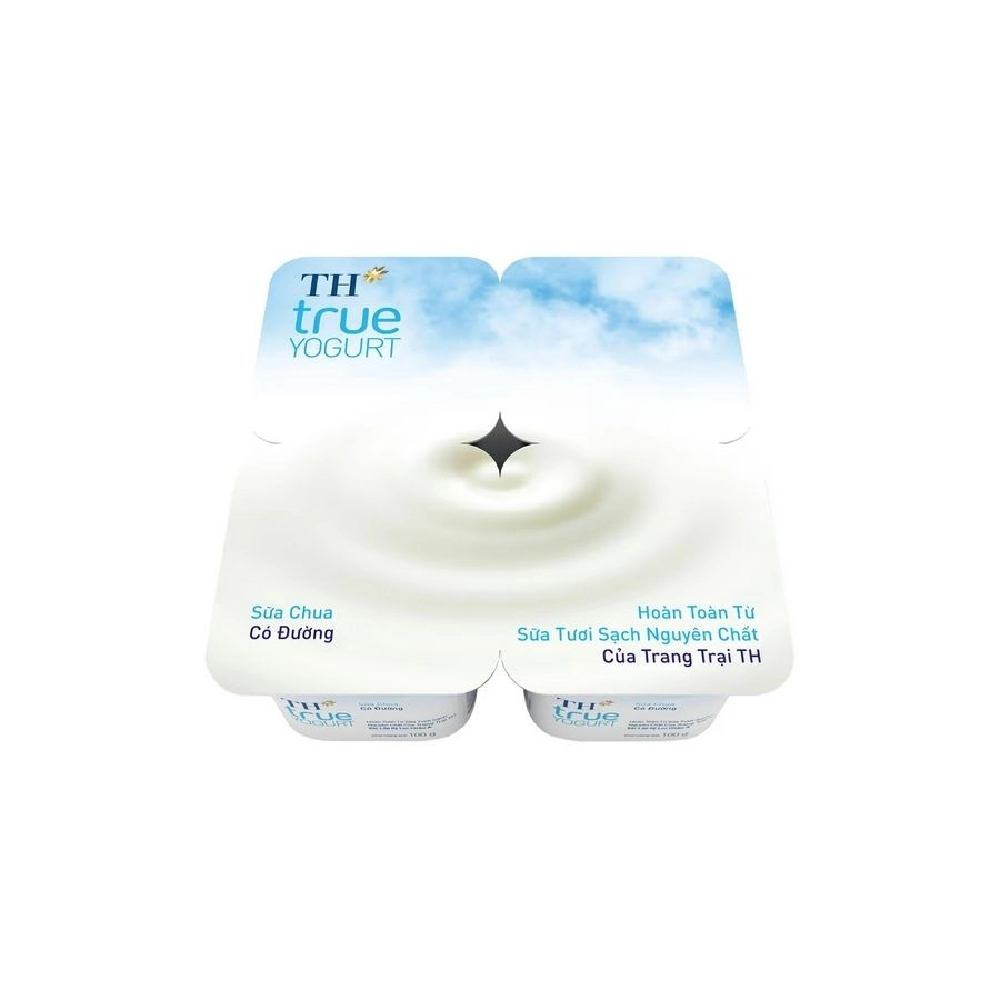 Sữa chua ăn TH True Yogurt có đường vỉ 4*100gr