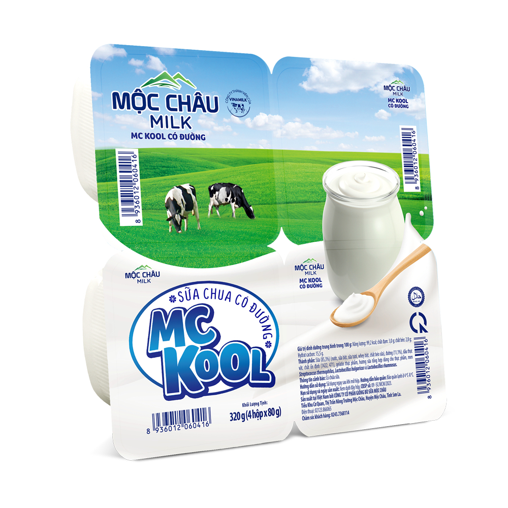 Sữa chua ăn Mộc Châu có đường vỉ 4*90gr