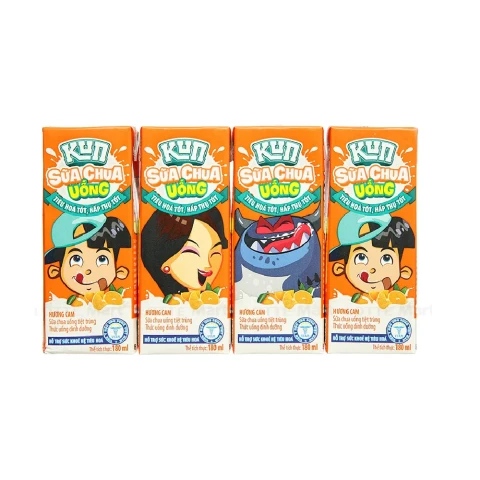 Sữa chua uống lên men Kun hương cam lốc 4*180ml