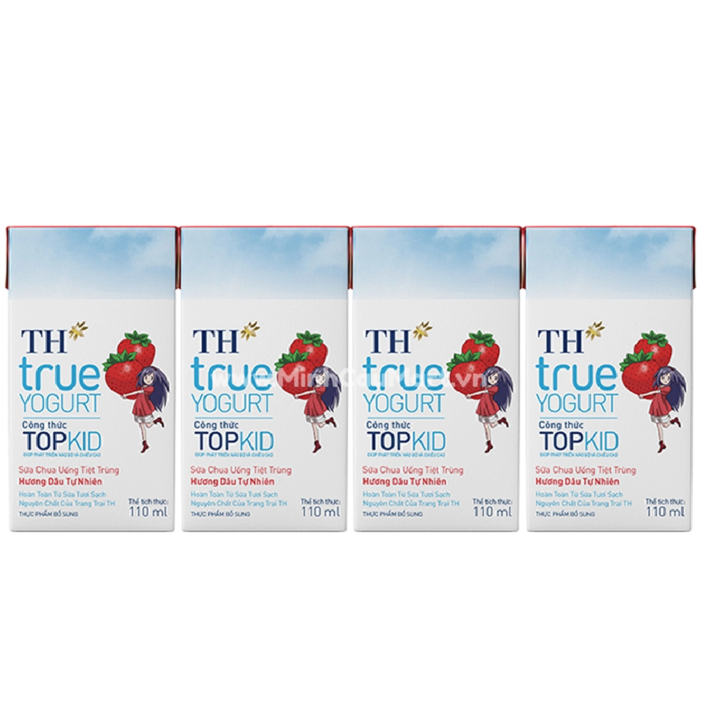 Sữa chua uống Topkid TH hương dâu lốc 4*110ml