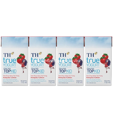 Sữa chua uống Topkid TH hương dâu lốc 4*110ml