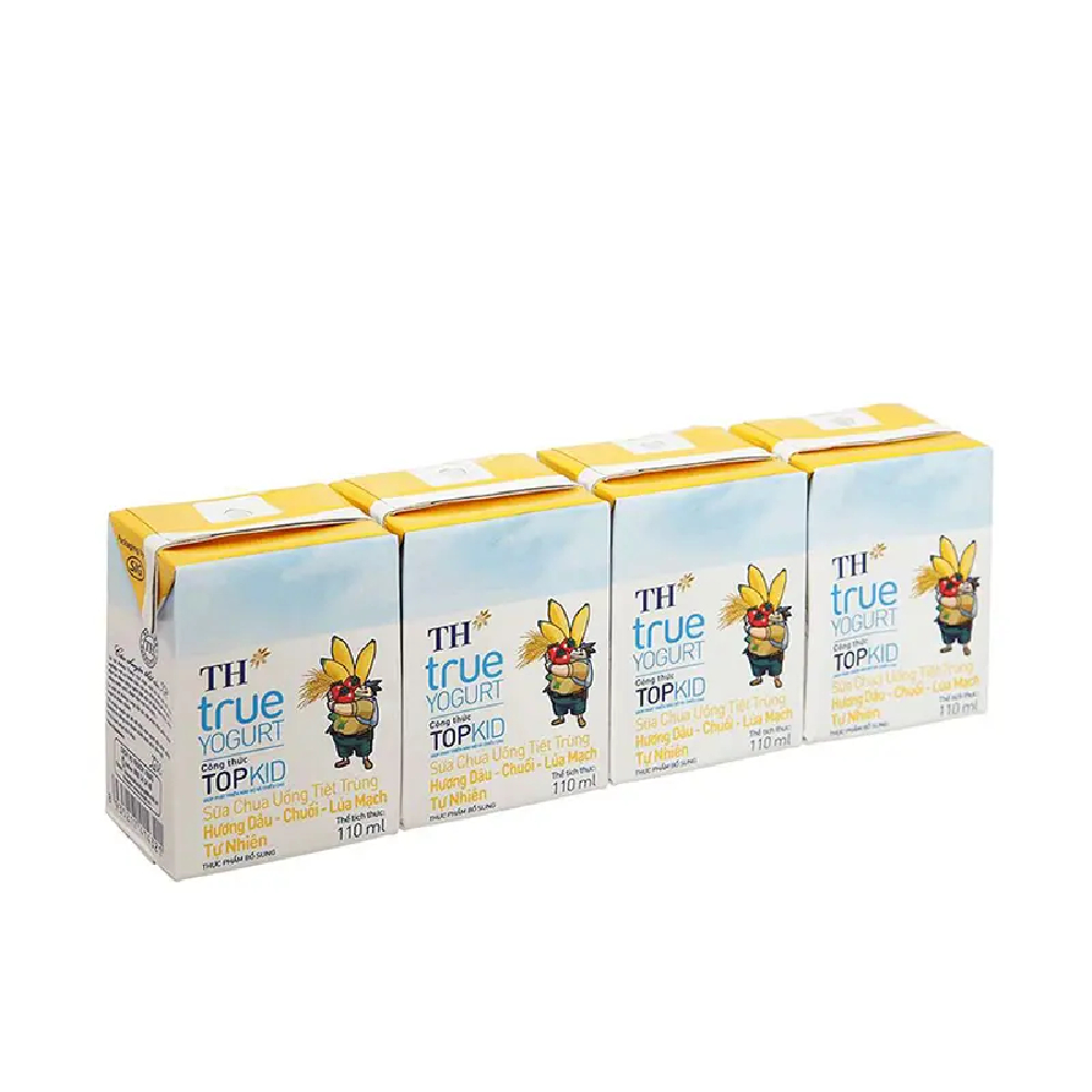 Sữa chua uống Topkid TH hương dâu, chuối, lúa mạch lốc 4*110ml