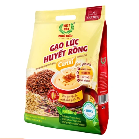 Bột ngũ cốc Việt Đài gạo lứt huyết rồng canxi 600gr