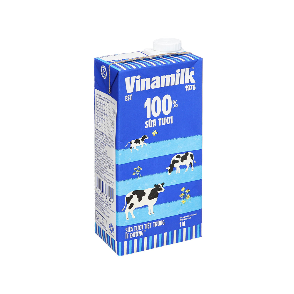 Sữa tươi tiệt trùng Vinamilk 100% ít đường 1L