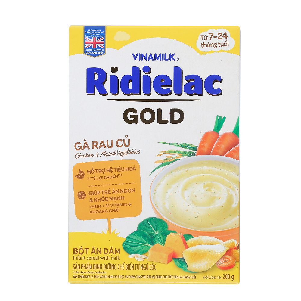 Bột ăn dặm Ridielac gà rau củ VNM HG 200g/24