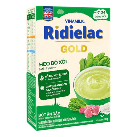 Bột ăn dặm Ridielac heo bó xôi VNM HG 200g/24