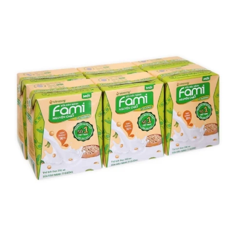 Sữa đậu nành  Fami  nguyên chất ít đường  lốc 6*200ml
