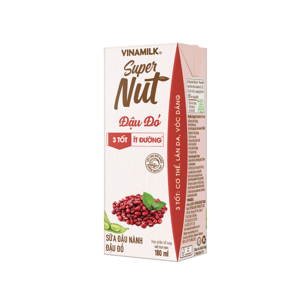 Sữa đậu nành đậu đỏ  Vinamilk  SuperSoy Nut  lốc 4*180ml