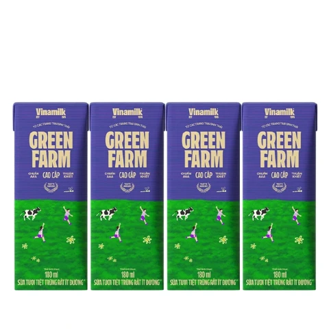 Sữa tươi tiệt trùng Green Farm ít đường lốc 4*180ml