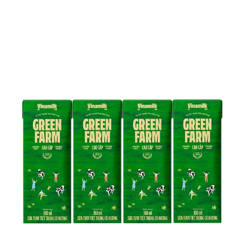 Sữa tươi tiệt trùng Green Farm có đường lốc 4*180ml