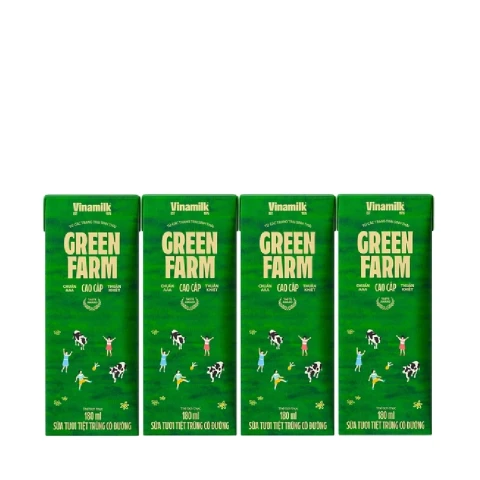 Sữa tươi tiệt trùng Green Farm có đường lốc 4*180ml