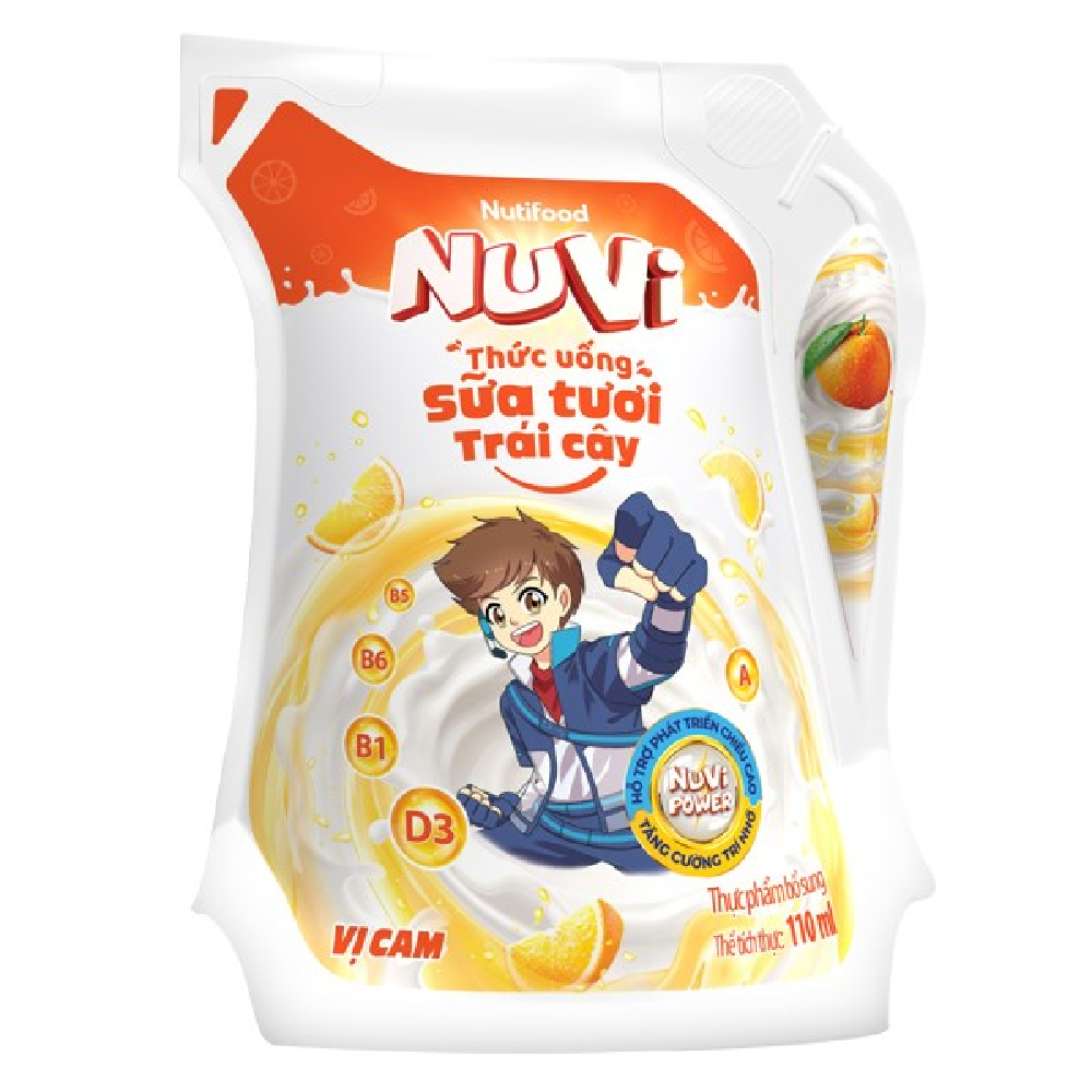Sữa tươi trái cây NuVi hương cam lốc 4*110ml