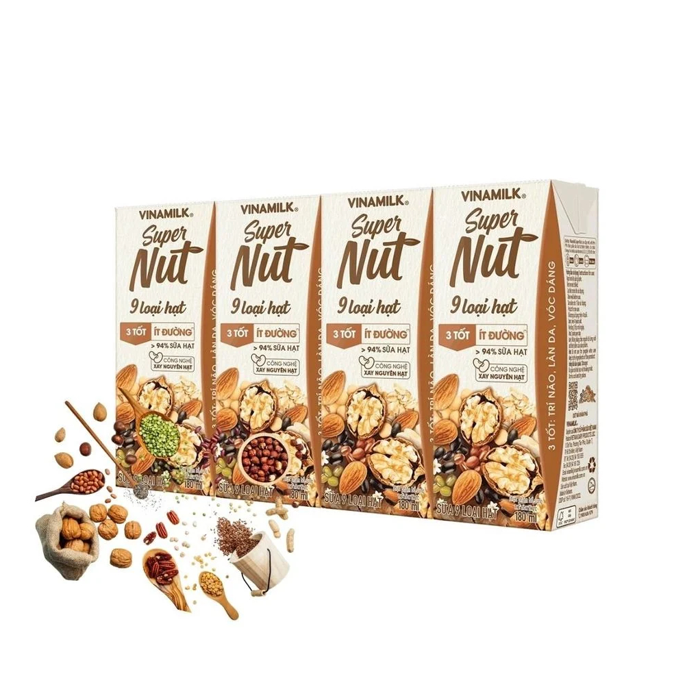 Sữa 9 loại hạt Vinamilk  Super Nut ít đường lốc 4*180ml