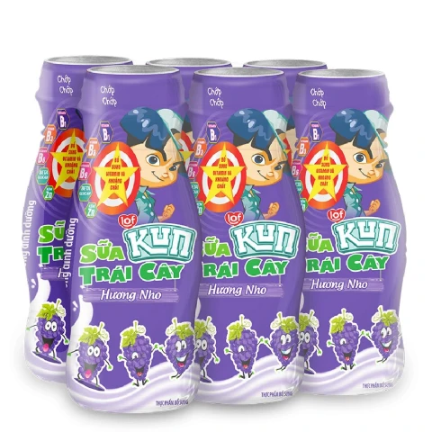 Sữa trái cây LiF Kun hương nho lốc 6*85ml
