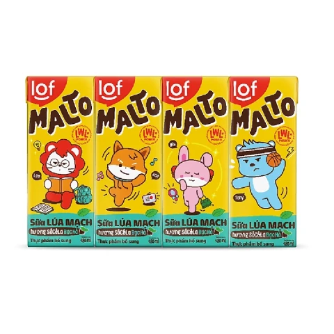 Sữa lúa mạch Lof Malto hương sô cô la bạc hà lốc 4*180ml