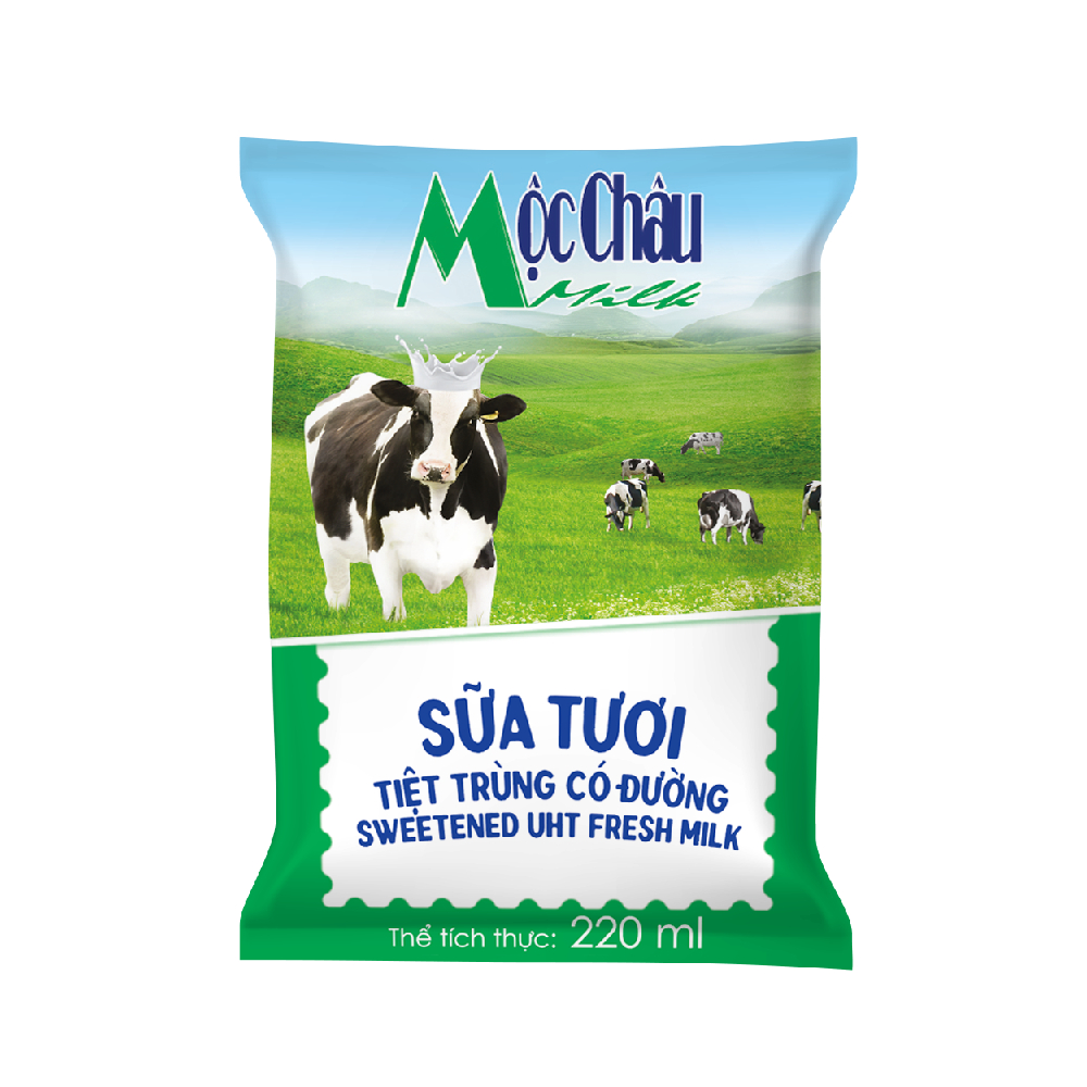 Sữa tươi tiệt trùng Mộc Châu có đường bịch 220ml