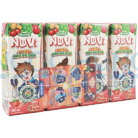 Nước rau củ quả  Nuvi  vị dâu lốc 4*180ml