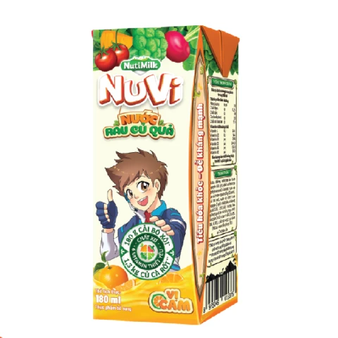 Nước rau củ quả  Nuvi  vị cam lốc 4*180ml
