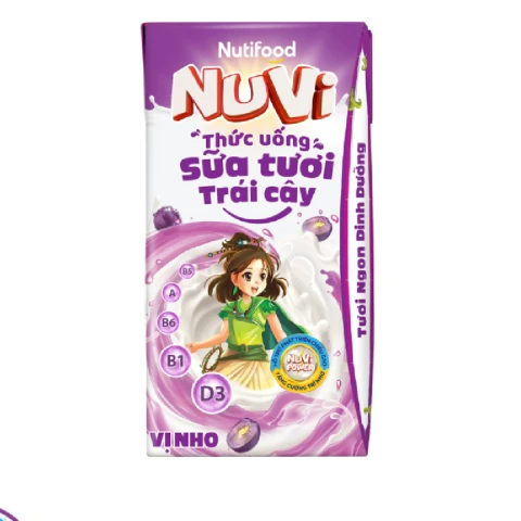 Sữa tươi trái cây NuVi hương nho lốc 4*110ml