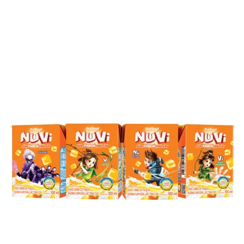 Sữa trái cây NuVi vị cam có thạch lốc 4*100ml