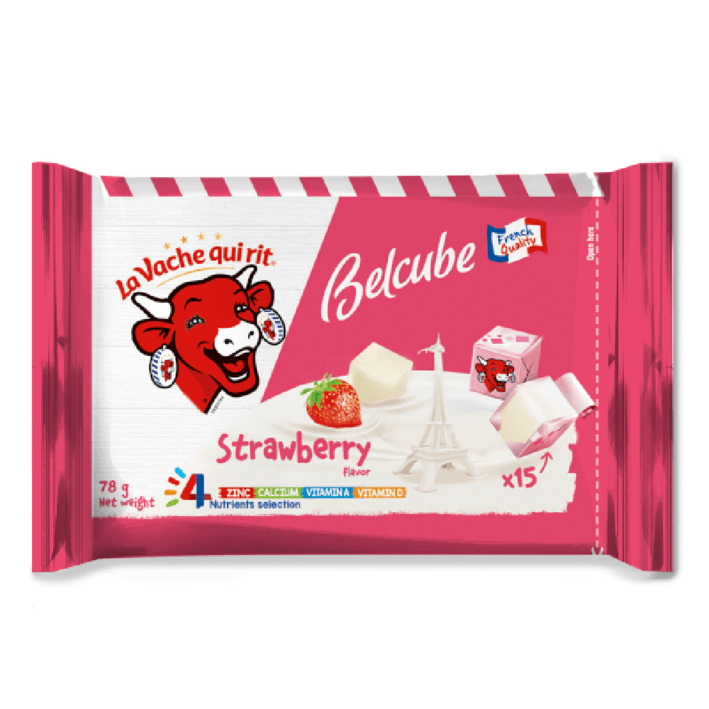Phô mai vuông  Belcube ngọt vị dâu 78gr
