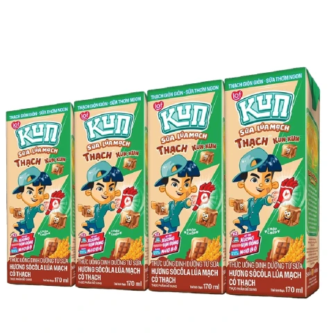 Sữa lúa mạch Kun hương sô cô la có thạch lốc 4*170ml
