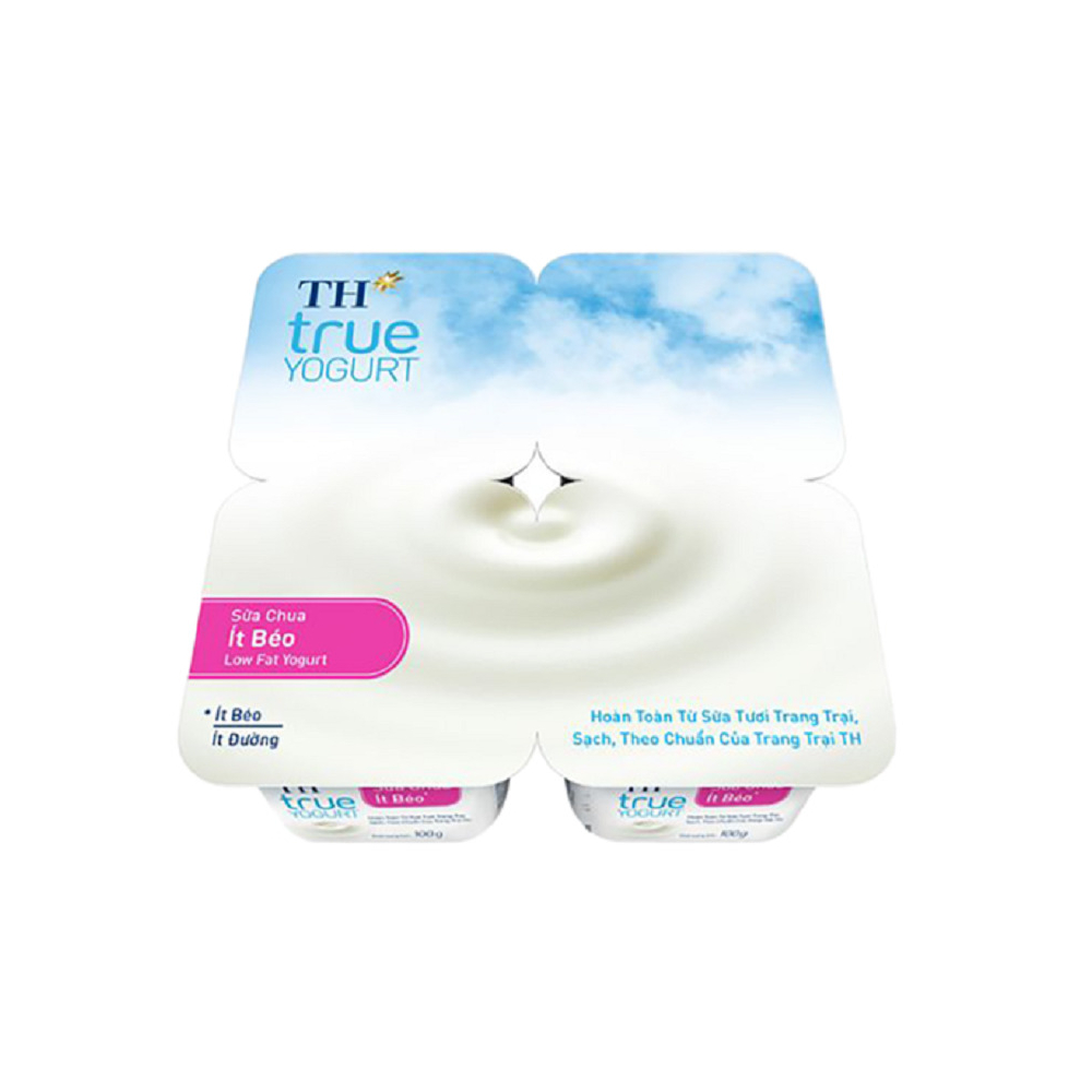 Sữa chua ăn TH True Yogurt ít béo,ít đường vỉ 4*100gr