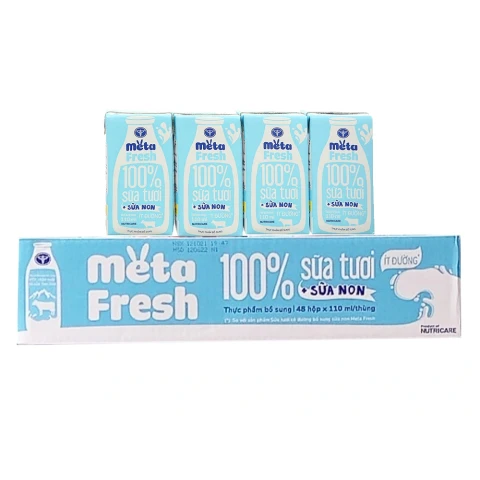 Sữa tươi Meta Fresh ít đường bổ sung sữa non lốc 4*110ml