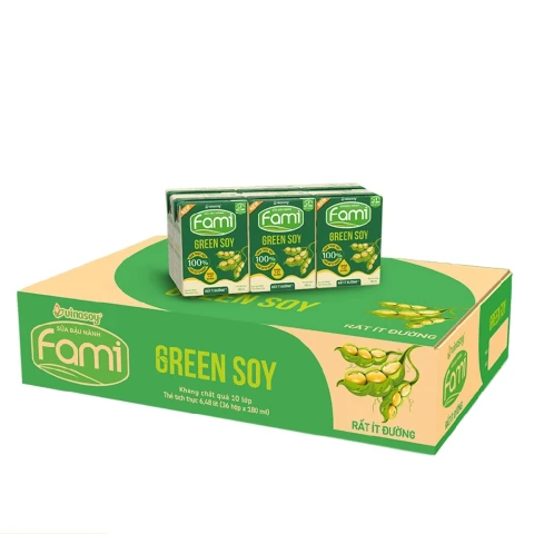 Sữa đậu nành  Fami Canxi Green Soy rất ít đường  lốc 6*180ml