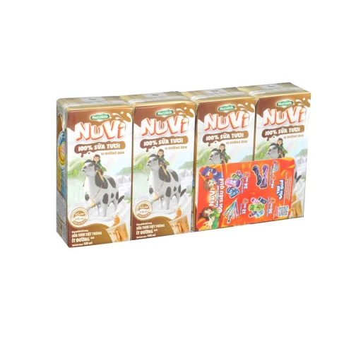 Sữa trái cây vị đường đen  Nuvi có thạch  lốc 4*180ml