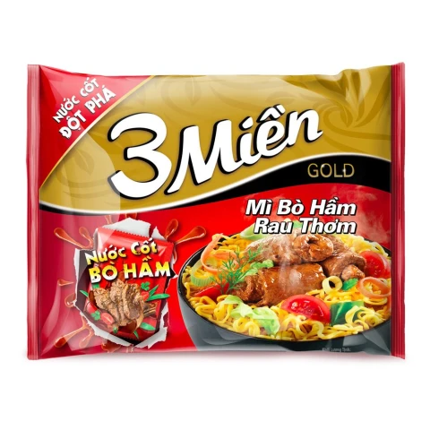 Mì 3 Miền Gold bò hầm rau thơm 75gr