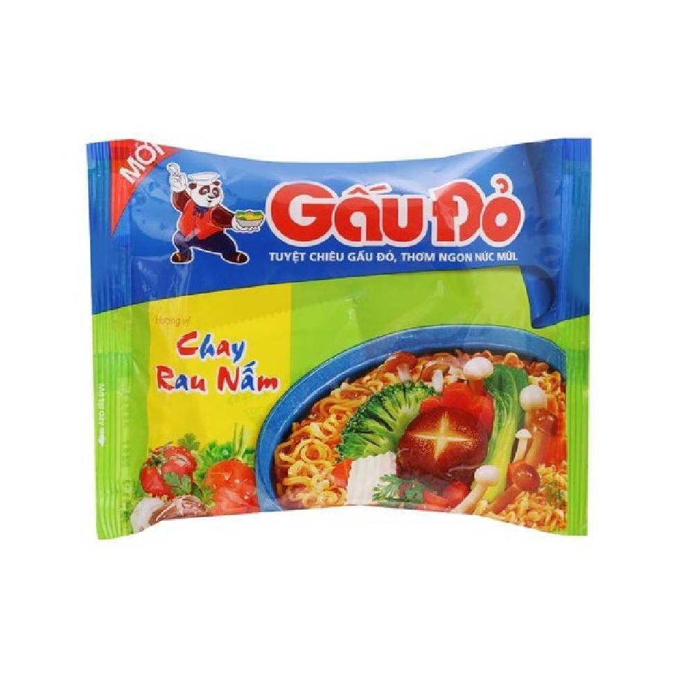 Mì  Gấu Đỏ chay rau nấm 62gr