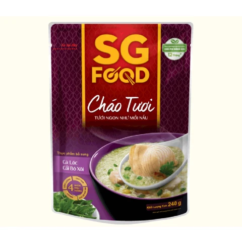 Cháo tươi SG Food cá lóc cải bó xôi 240gr