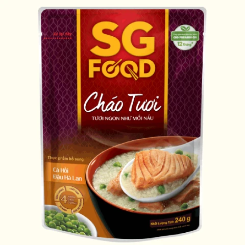 Cháo tươi SG Food cá hồi đậu hà lan 240gr