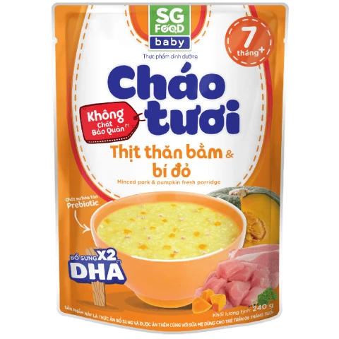 Cháo tươi baby SG Food thịt thăn bằm và bí đỏ 240gr