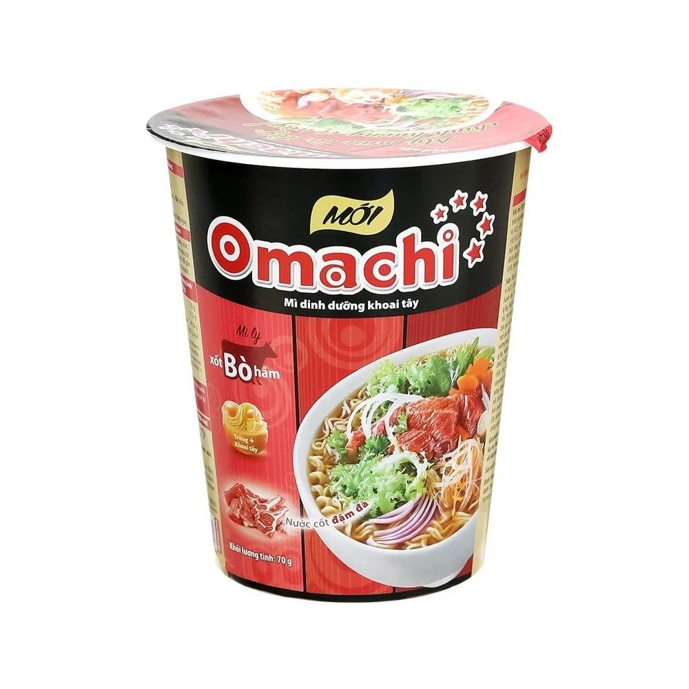Mì khoai tây Omachi xốt bò hầm  ly 70gr