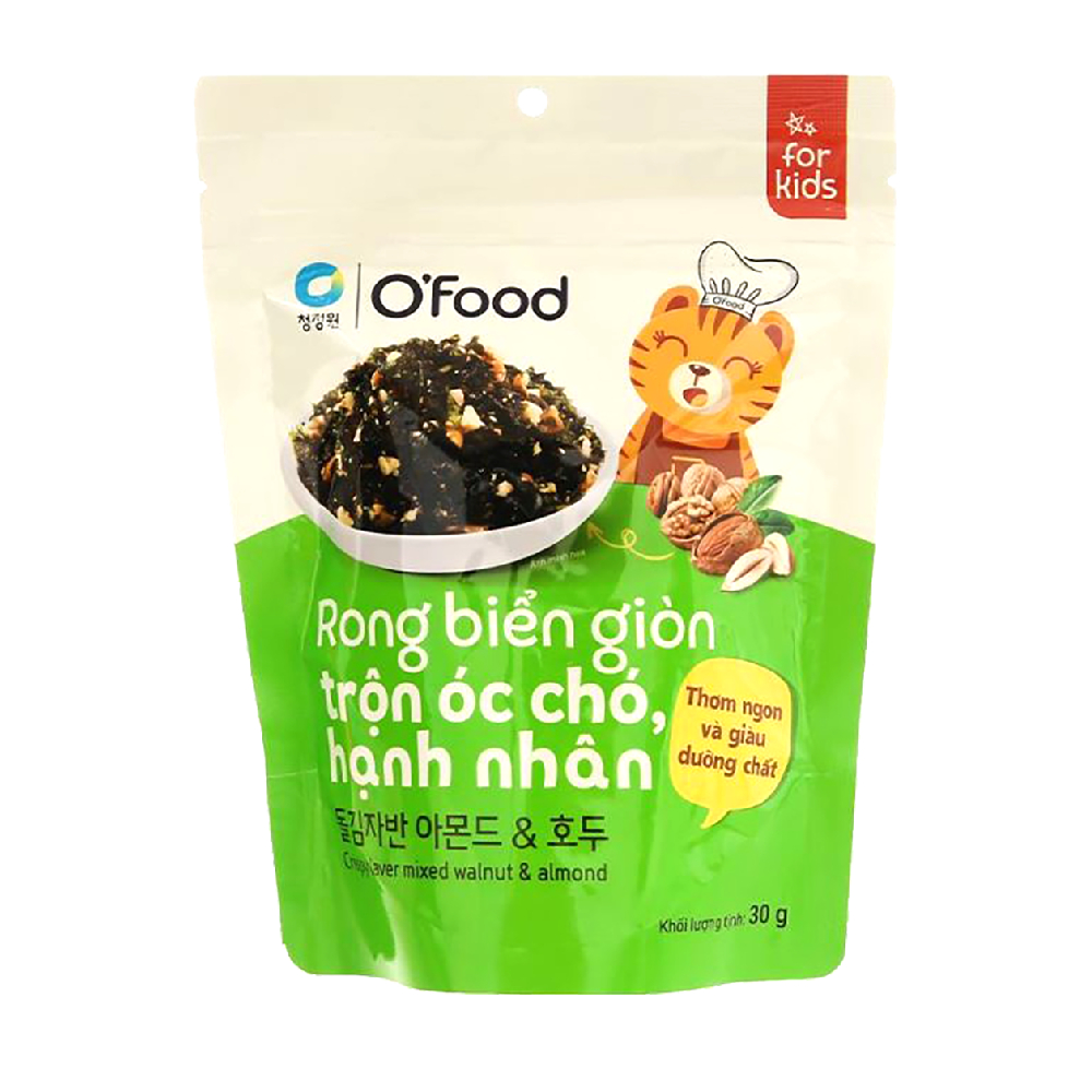 Rong biển giòn khô O Food trộn óc chó, hạnh nhân 40gr
