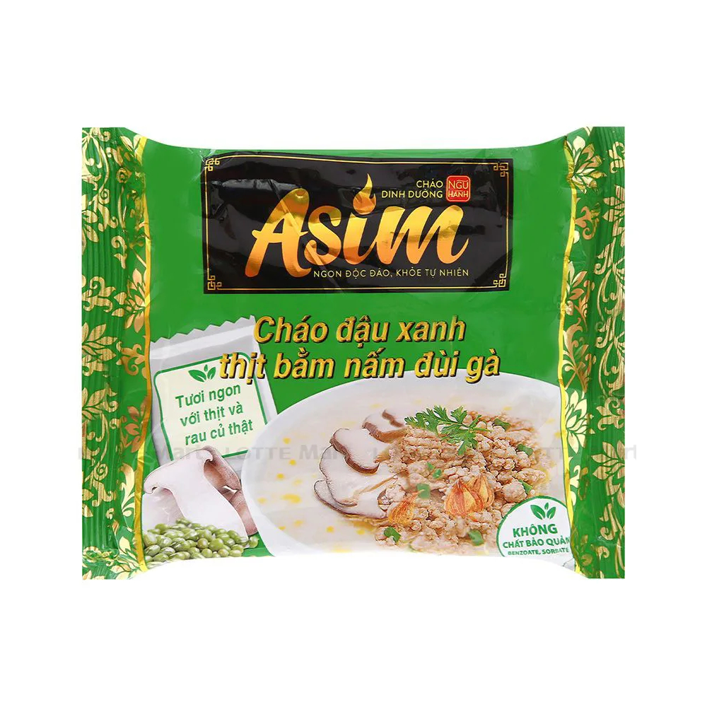 Cháo dinh dưỡng Asim đậu xanh thịt bằm nấm đùi gà 74gr