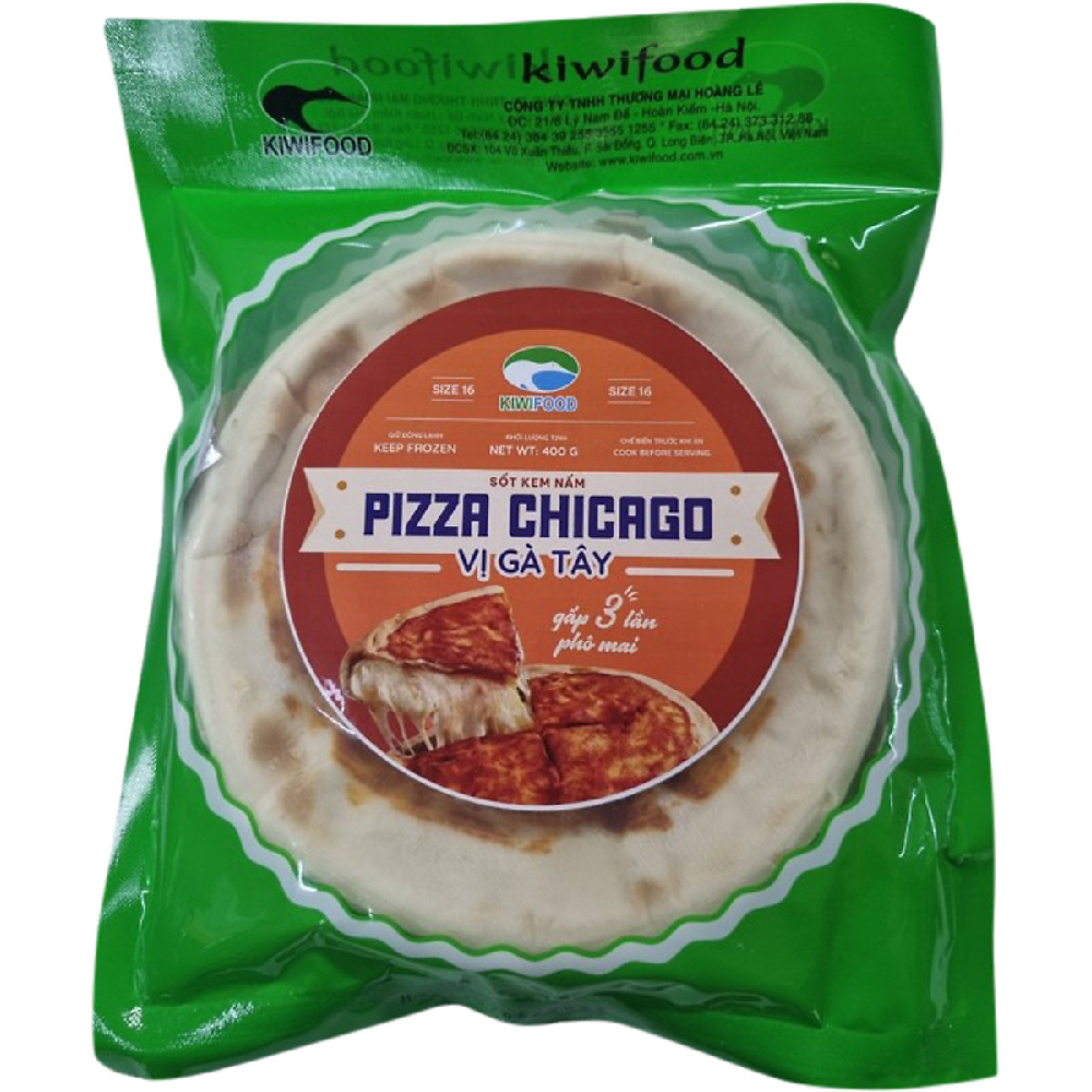 Bánh pizza Chicago  Kiwifood vị gà tây sốt kem nấm 400g 