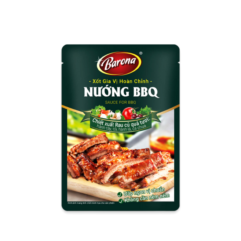 Xốt gia vị hoàn chỉnh Barona nướng BBQ 80gr