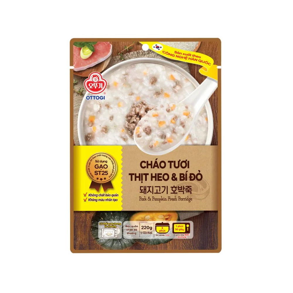 Cháo tươi Ottogi heo và bí đỏ 220gr