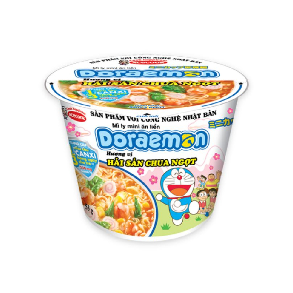 Mì   Doraemon  hải sản chua ngọt ly 53gr