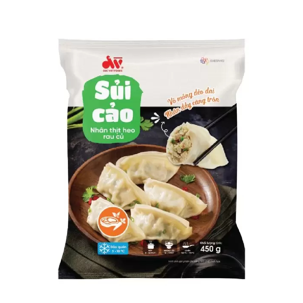 Sủi cảo Đức Việt  nhân thịt heo rau củ 450gr