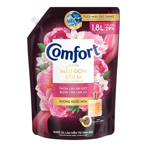 Nước xả vải Comfort hương nước hoa mẫu đơn kiêu sa 1.8L
