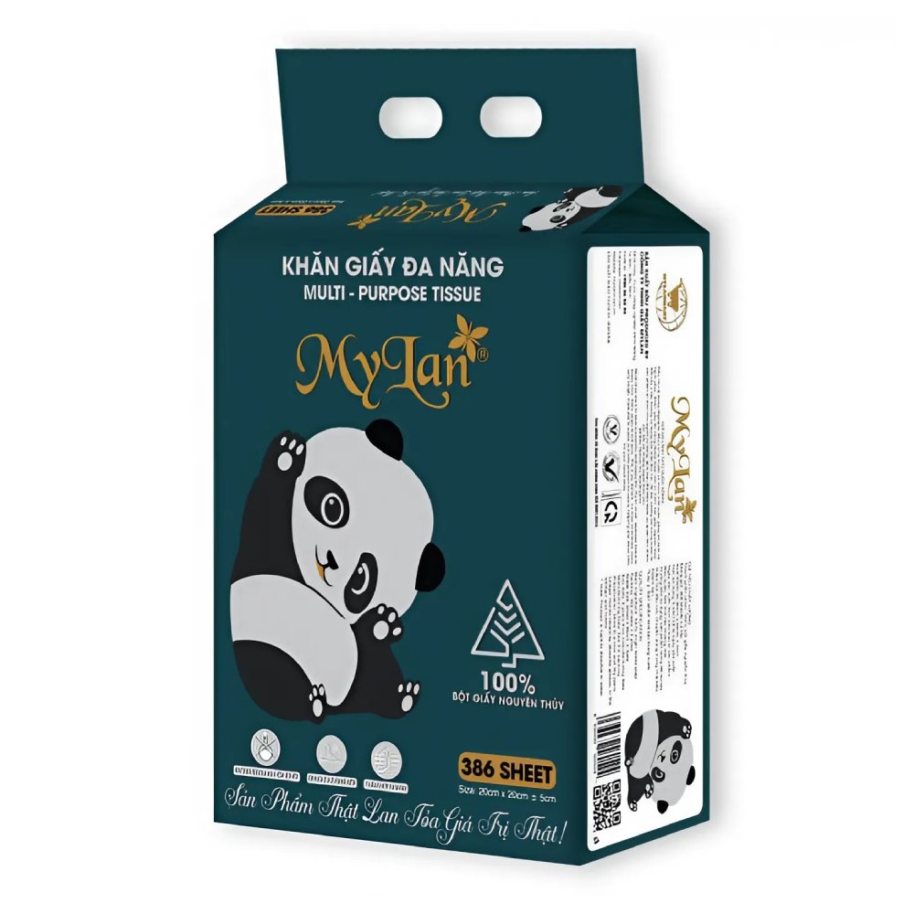 Khăn giấy đa năng Mylan rút đáy (386 tờ /gói , 8 gói /T )