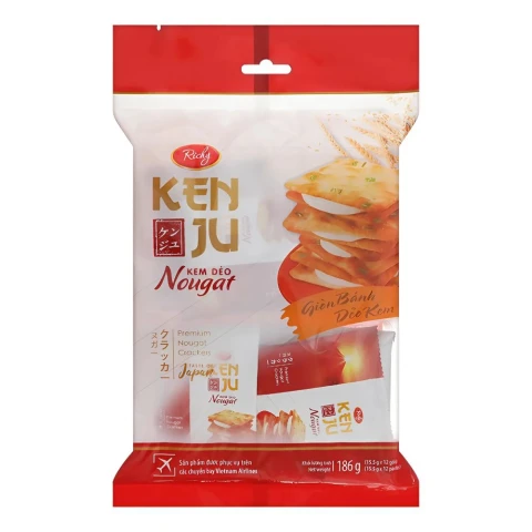 Bánh  Kenju Nougat 2 gói 186gr km 1 gói 186gr 