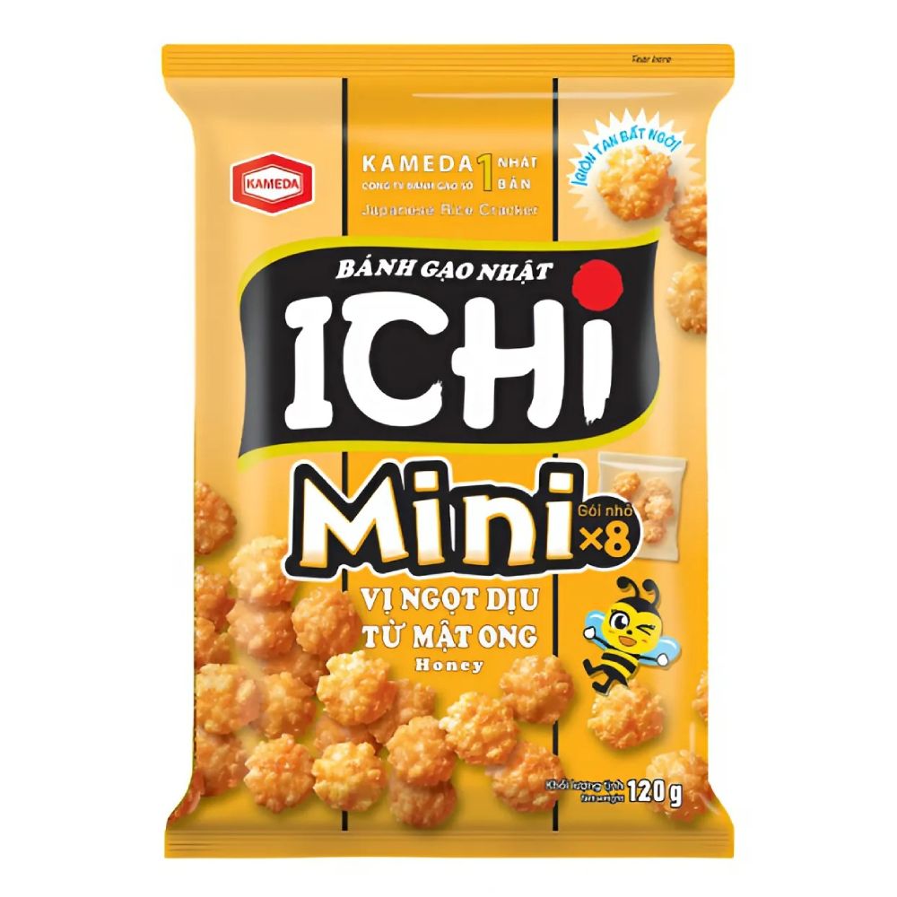 Bánh gạo Nhật Ichi Mini vị dịu ngọt từ mật ong 2 gói 120gr km 1 gói 120gr