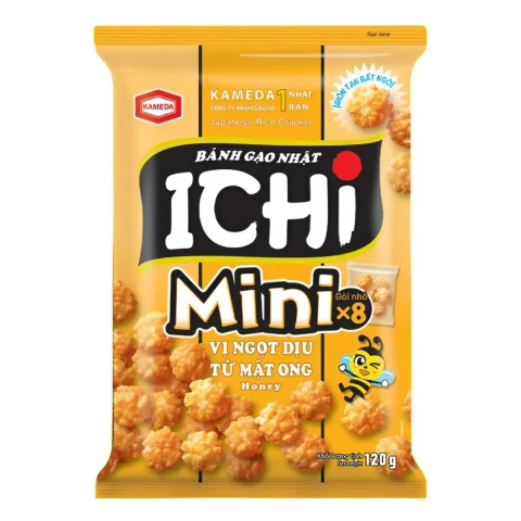 Bánh gạo Nhật Ichi Mini vị dịu ngọt từ mật ong 2 gói 120gr km 1 gói 120gr